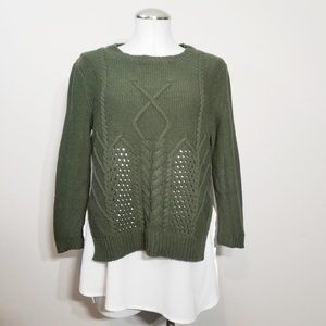 AVEC Cable Knit Layer Sweater Olive